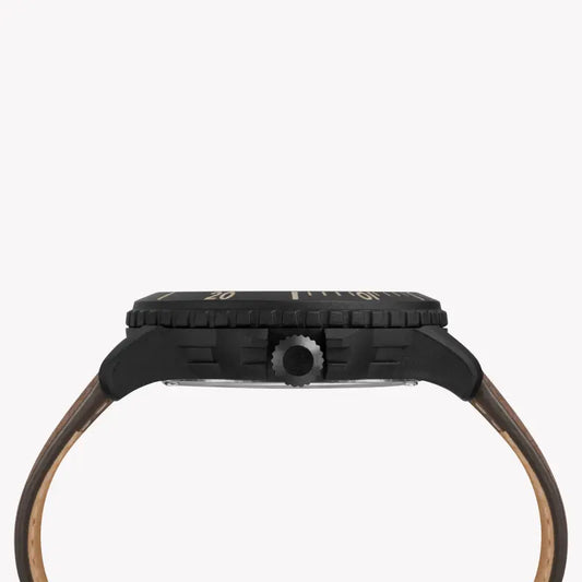 Timex Men's Brown Leather Watch, Blue Dial | Tw4b14600