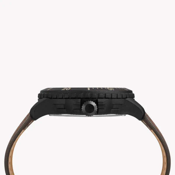 Timex Men's Brown Leather Watch, Blue Dial | Tw4b14600