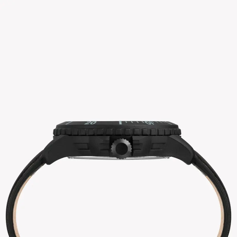 Timex Men's Black Leather Watch, Black Dial | Tw4b14700