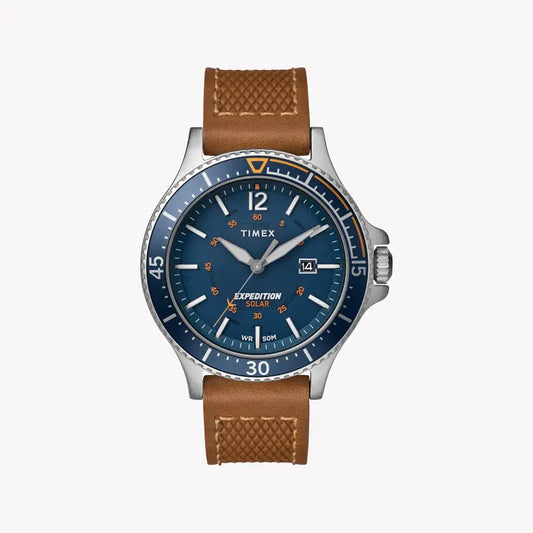 Timex Men's Tan Leather Watch, Blue Dial | Tw4b15000