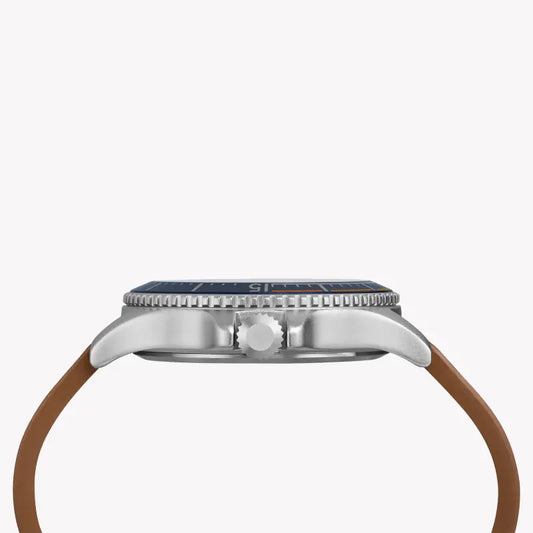 Timex Men's Tan Leather Watch, Blue Dial | Tw4b15000