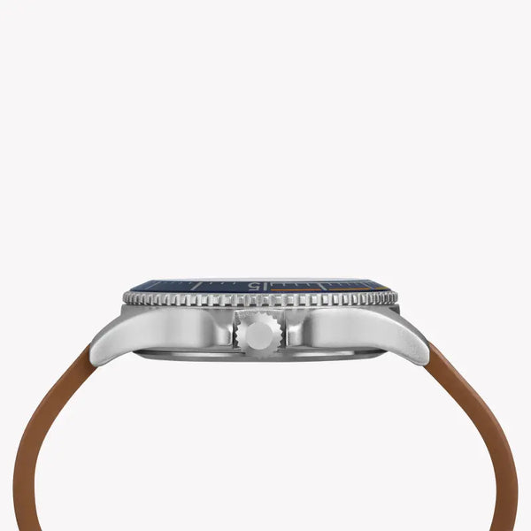 Timex Men's Tan Leather Watch, Blue Dial | Tw4b15000