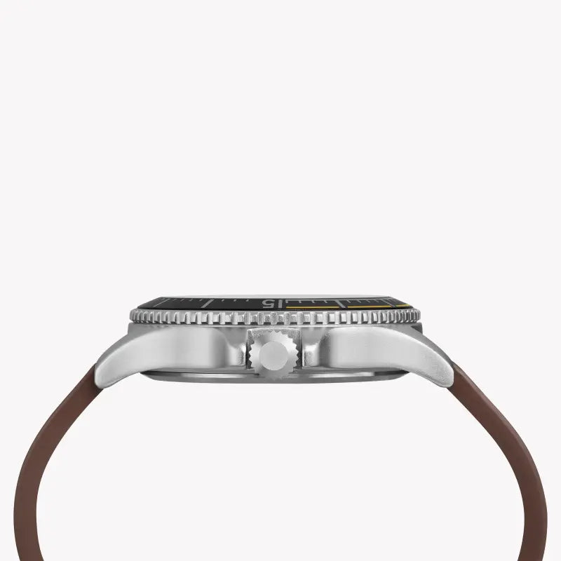 Timex Men's Brown Leather Watch, Gray Dial | Tw4b15100