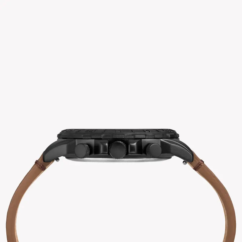 Timex Men's Brass Black Dial Watch, Brown Leather Strap | Tw4b17400