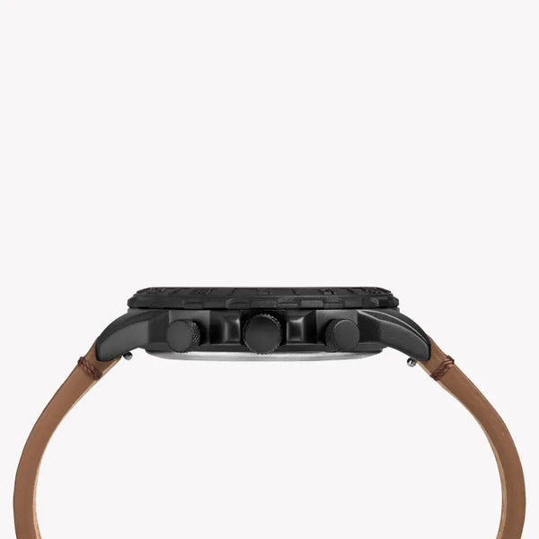 Timex Men's Brass Black Dial Watch, Brown Leather Strap | Tw4b17400