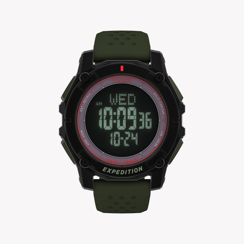 Timex Men's Solar Digital, Black/Green | Tw4b33700