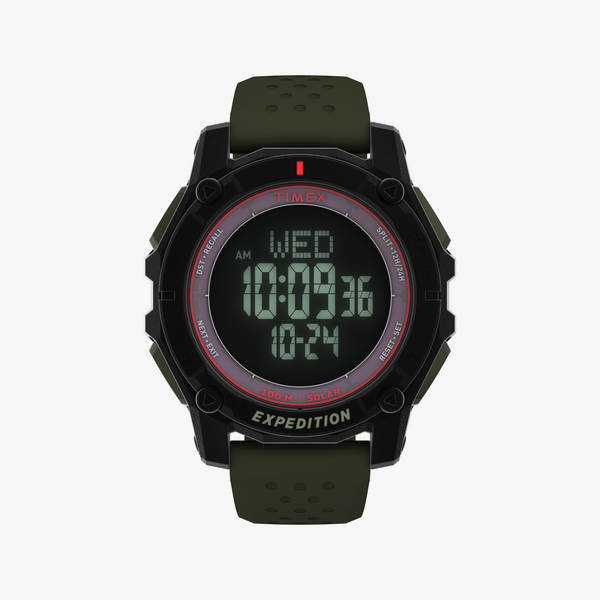 Timex Men's Solar Digital, Black/Green | Tw4b33700