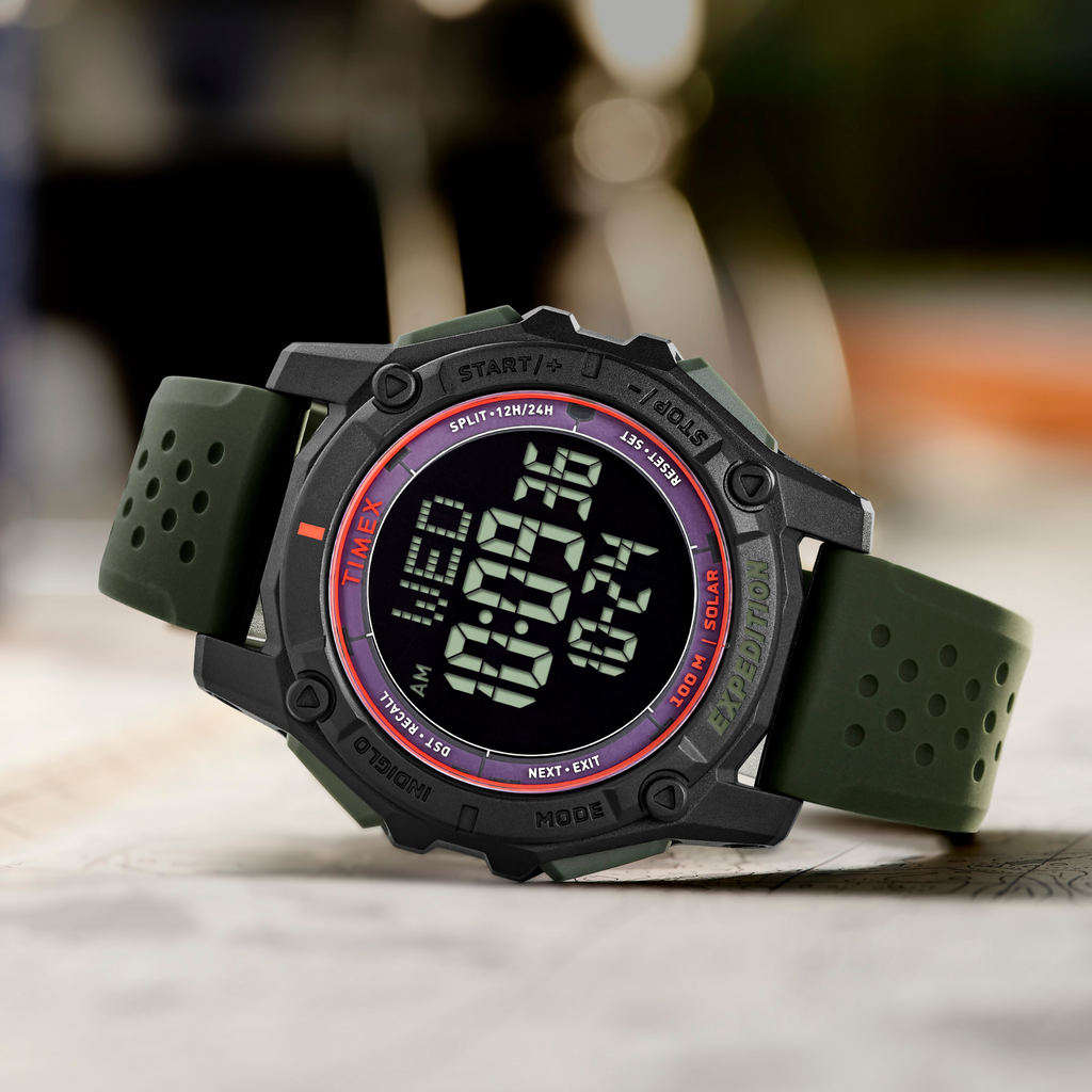 Timex Men's Solar Digital, Black/Green | Tw4b33700