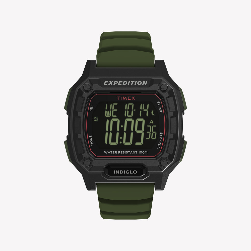 TIMEX Men's Black PC+GF, Green Silicone | TW4B34500
