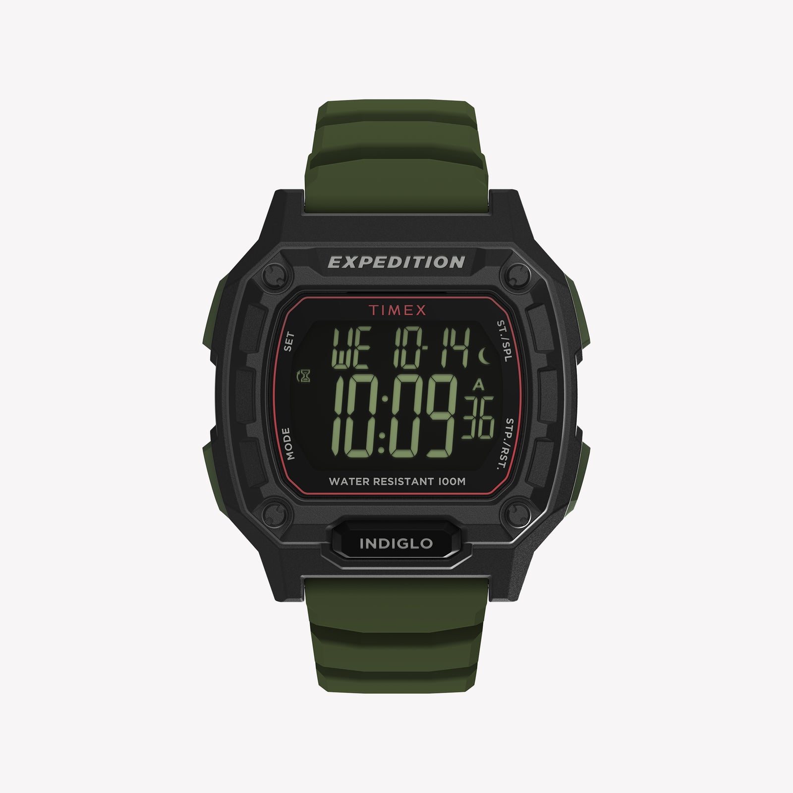TIMEX Men's Black PC+GF, Green Silicone | TW4B34500