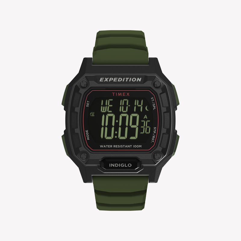 TIMEX Men's Black PC+GF, Green Silicone | TW4B34500