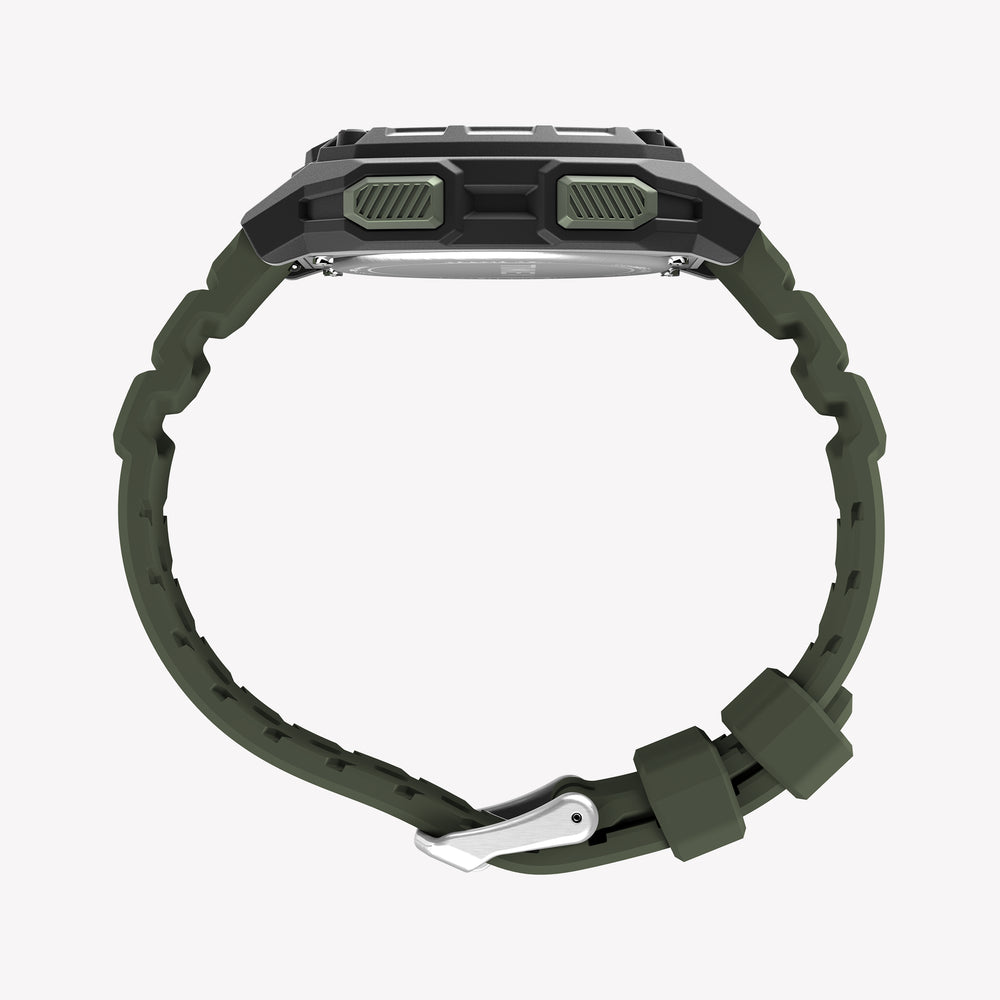 TIMEX Men's Black PC+GF, Green Silicone | TW4B34500
