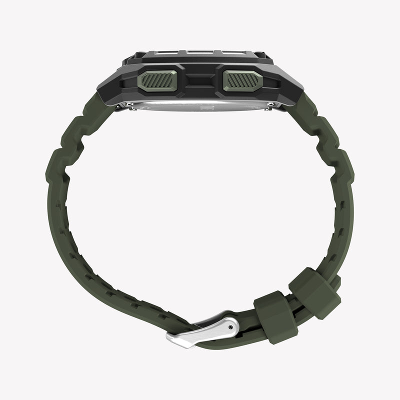 TIMEX Men's Black PC+GF, Green Silicone | TW4B34500