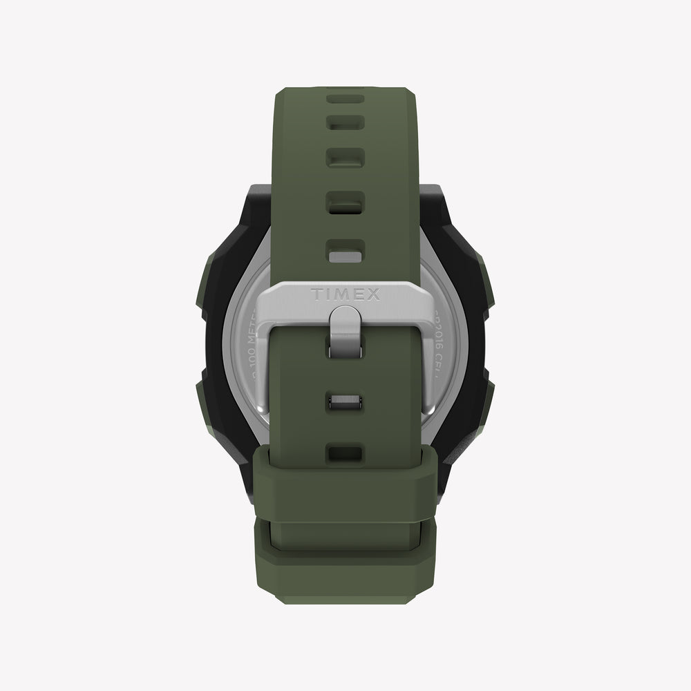 TIMEX Men's Black PC+GF, Green Silicone | TW4B34500
