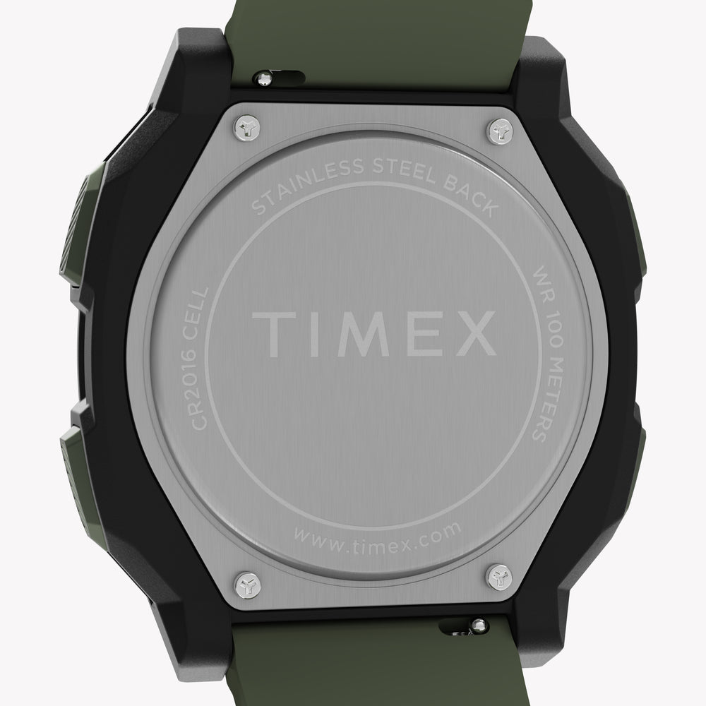 TIMEX Men's Black PC+GF, Green Silicone | TW4B34500