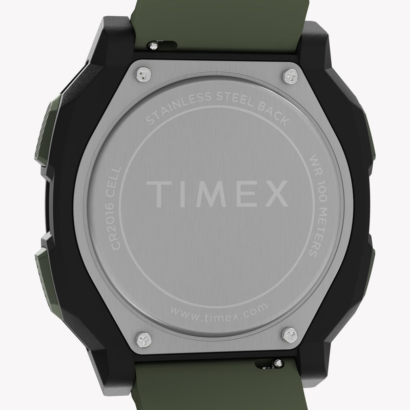 TIMEX Men's Black PC+GF, Green Silicone | TW4B34500