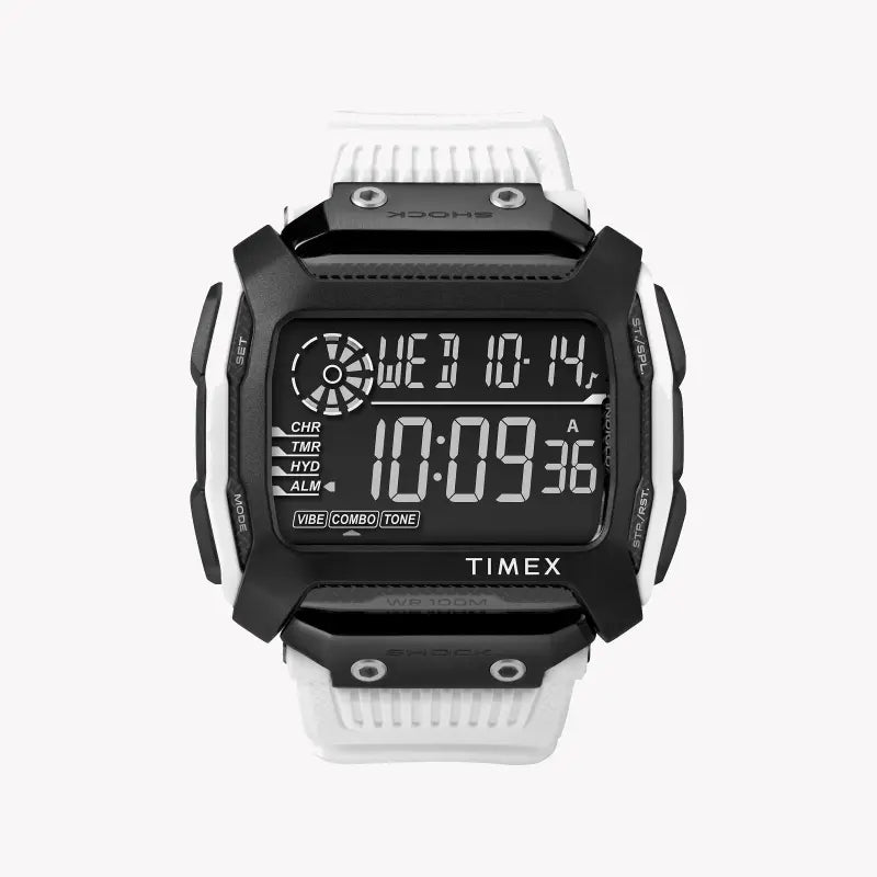 TIMEX TW5M18400 DIGITAL COMMAND - MEN'S WHITE RESIN WATCH WITH INDIGLO LIGHT & WATER RESISTANCE