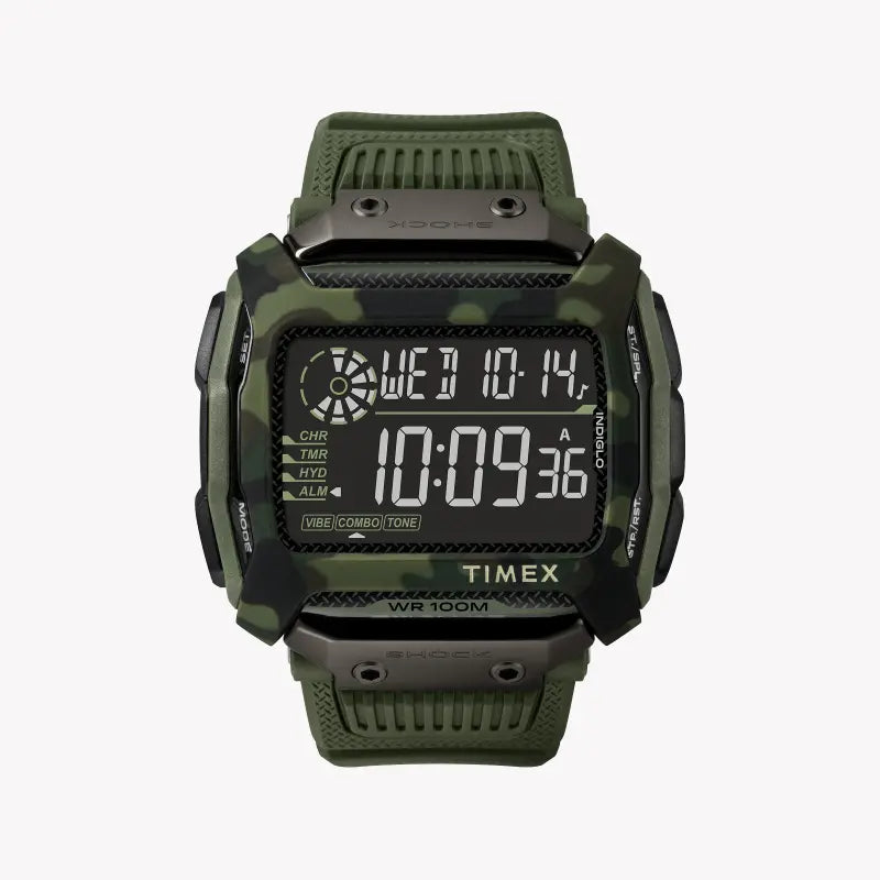 TIMEX DIGITAL COMMAND TW5M20400 - RUGGED GREEN MEN'S WATCH WITH INDIGLO & WATER RESISTANCE