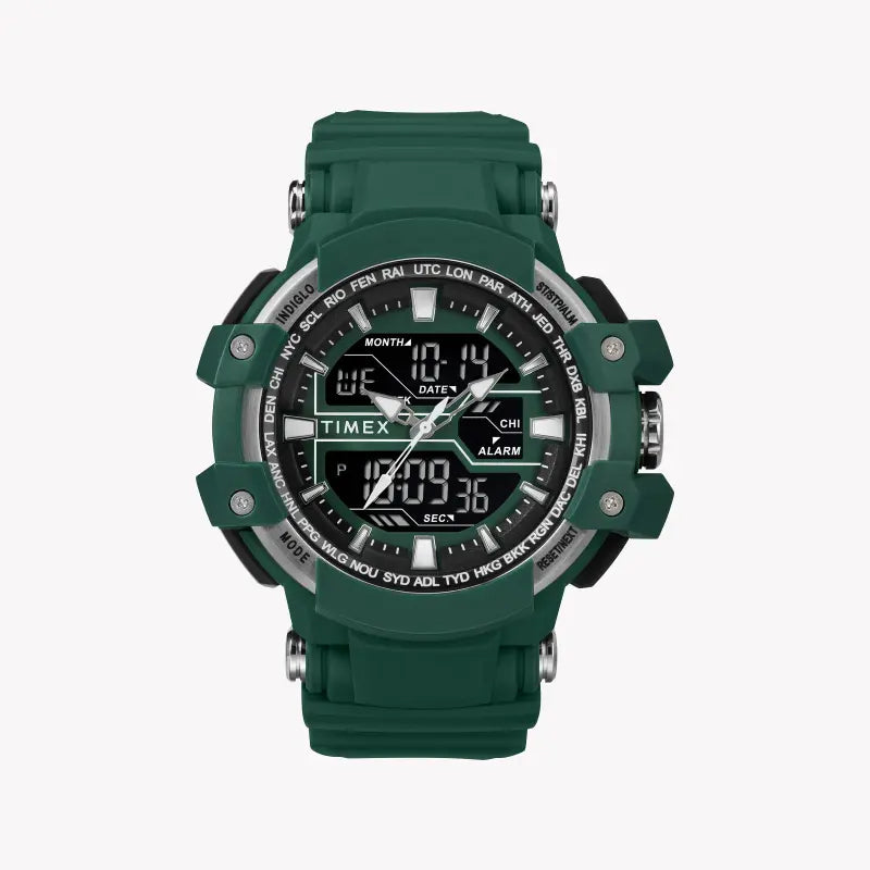 TIMEX TW5M22800 DGTL LIFESTYLE – LANGLEBIGE HERRENUHR AUS GRÜNEM HARZ MIT DIGITALEM ZIFFERBLATT