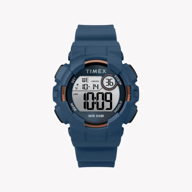 Timex Unisex Blue Silicone Digital Watch, Resin Case | TW5M23500