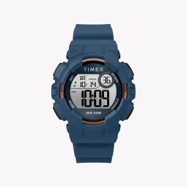 Timex Unisex Blue Silicone Digital Watch, Resin Case | TW5M23500