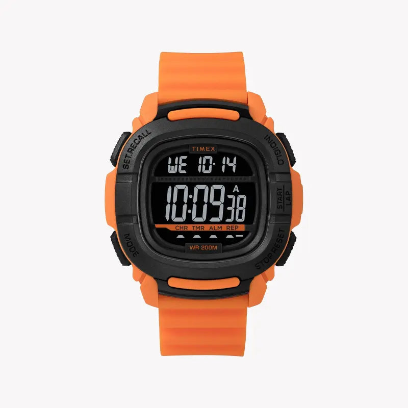 Timex Men's Orange Silicone Watch, Digital Dial | Tw5m26500