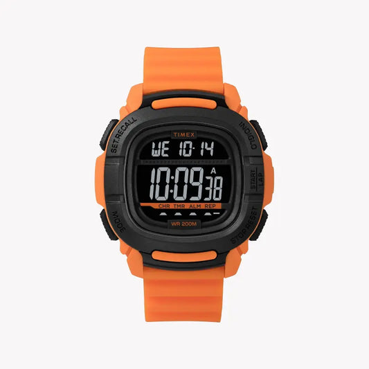 TIMEX Digital Command 47 mm orange Silikon-Herren-Sportuhr – stoßfest und 200 m wasserdicht