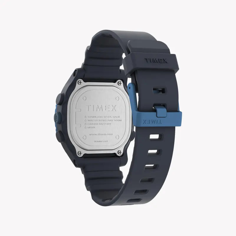 TIMEX Damenuhr mit blauem Harzgehäuse und blauem Silikonband
