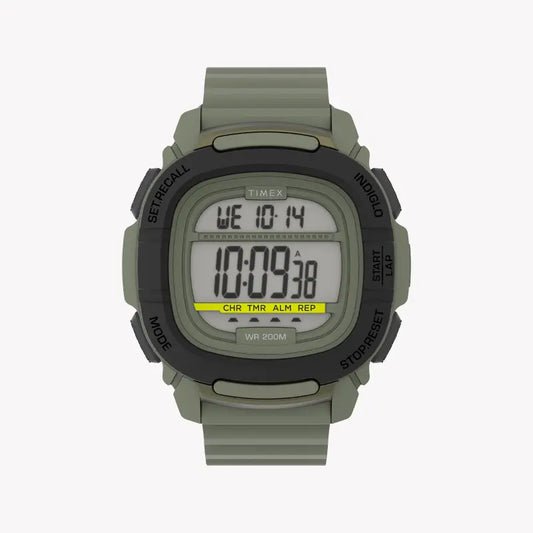 Timex Men's Green Silicone Watch, Digital Dial | Tw5m36000