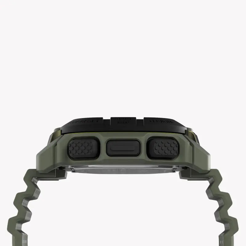Montre pour homme TIMEX Digital Command 47 mm – Bracelet en silicone vert et boîtier en résine, résistante à l'eau 20 ATM
