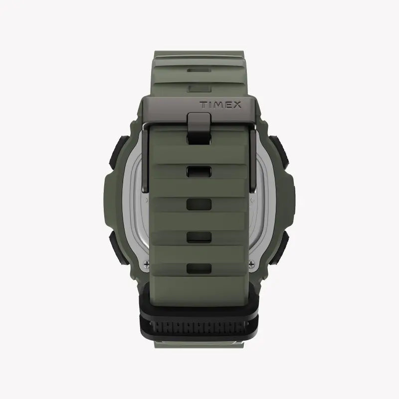 Montre pour homme TIMEX Digital Command 47 mm – Bracelet en silicone vert et boîtier en résine, résistante à l'eau 20 ATM