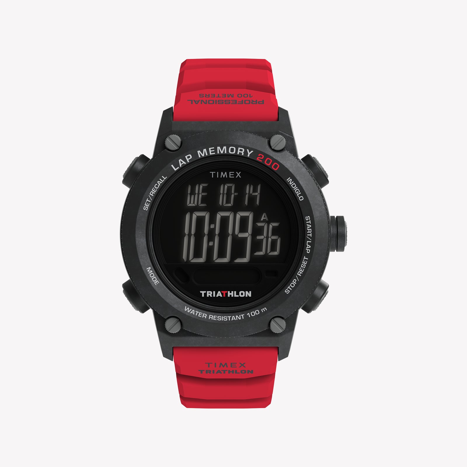 TIMEX Men's Black Case Red Band, Digital | TW5M67000