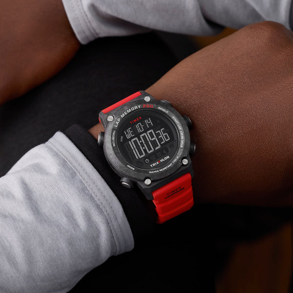 TIMEX Men's Black Case Red Band, Digital | TW5M67000