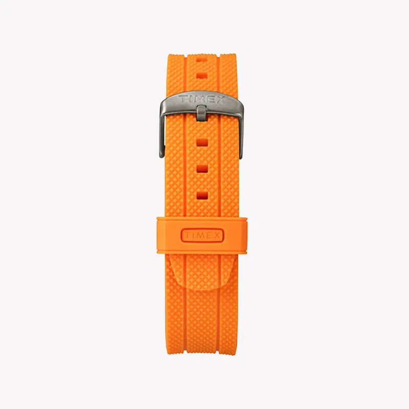 TIMEX Military Allied TWG018000 – Robuste Herrenuhr aus Messing mit orangefarbenem Silikonarmband und INDIGLO-Nachtlicht
