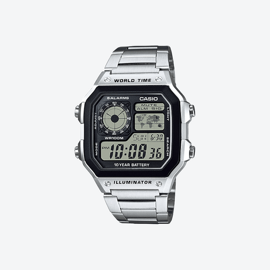 Casio AE-1200WHD-1AV Digitale silberne Herrenuhr