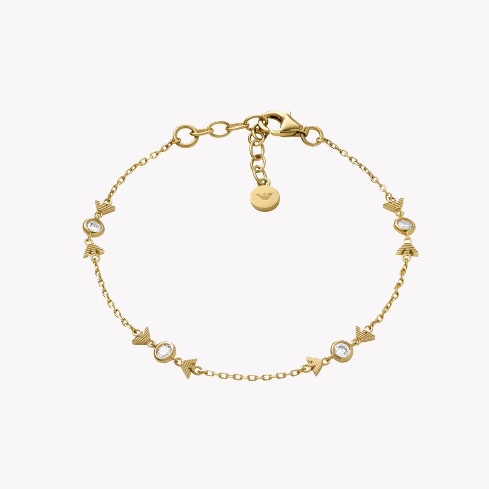 Emporio Armani Women's Gold Bracelet, Eagle Logo & Zirconia | EG3619710