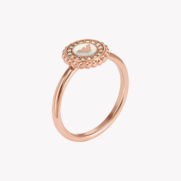 Emporio Armani Women's Rose Gold-Tone Stainless Steel Ring, Eagle Logo Detail | EGS3020221505