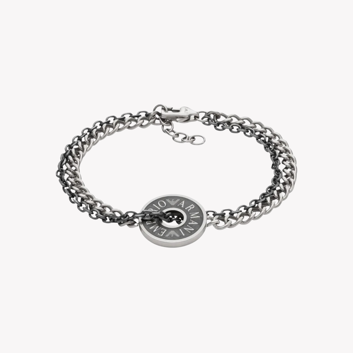 Emporio Armani Men's Silver & Gunmetal Bracelet, Chain Link | EGS3094040