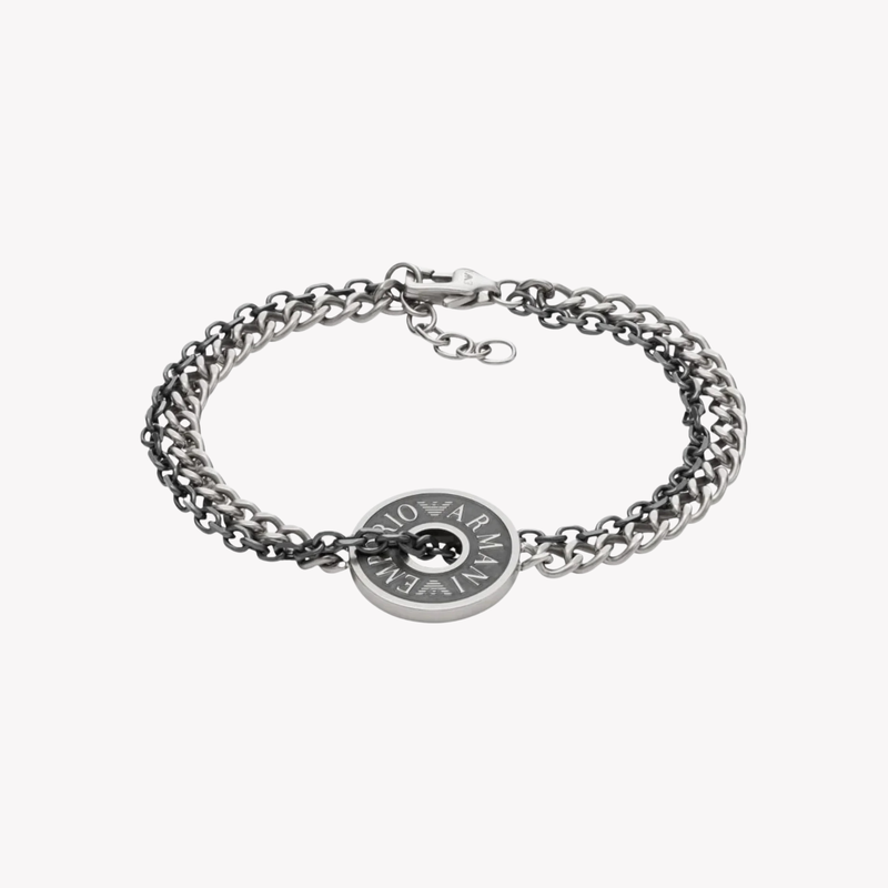 Emporio Armani Men's Silver & Gunmetal Bracelet, Chain Link | EGS3094040
