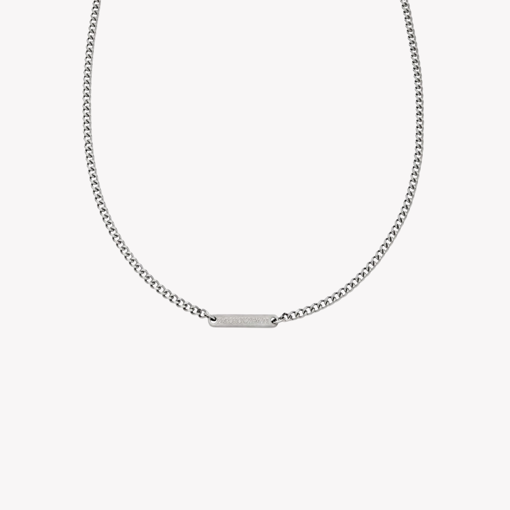 Emporio Armani Men's Silver Necklace, Dog Tag Pendant | EGS3188040