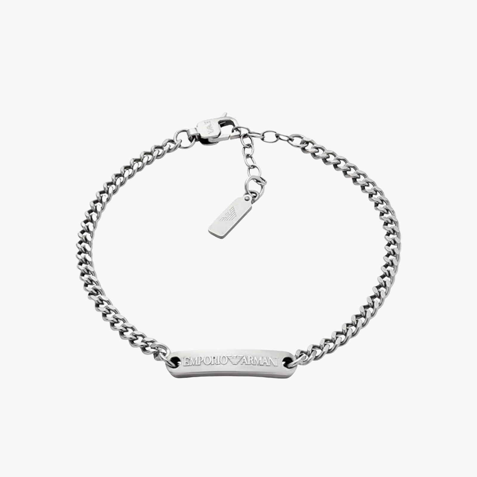 Emporio Armani Men's Silver Bracelet, Stainless Steel ID Plate | EGS3189040