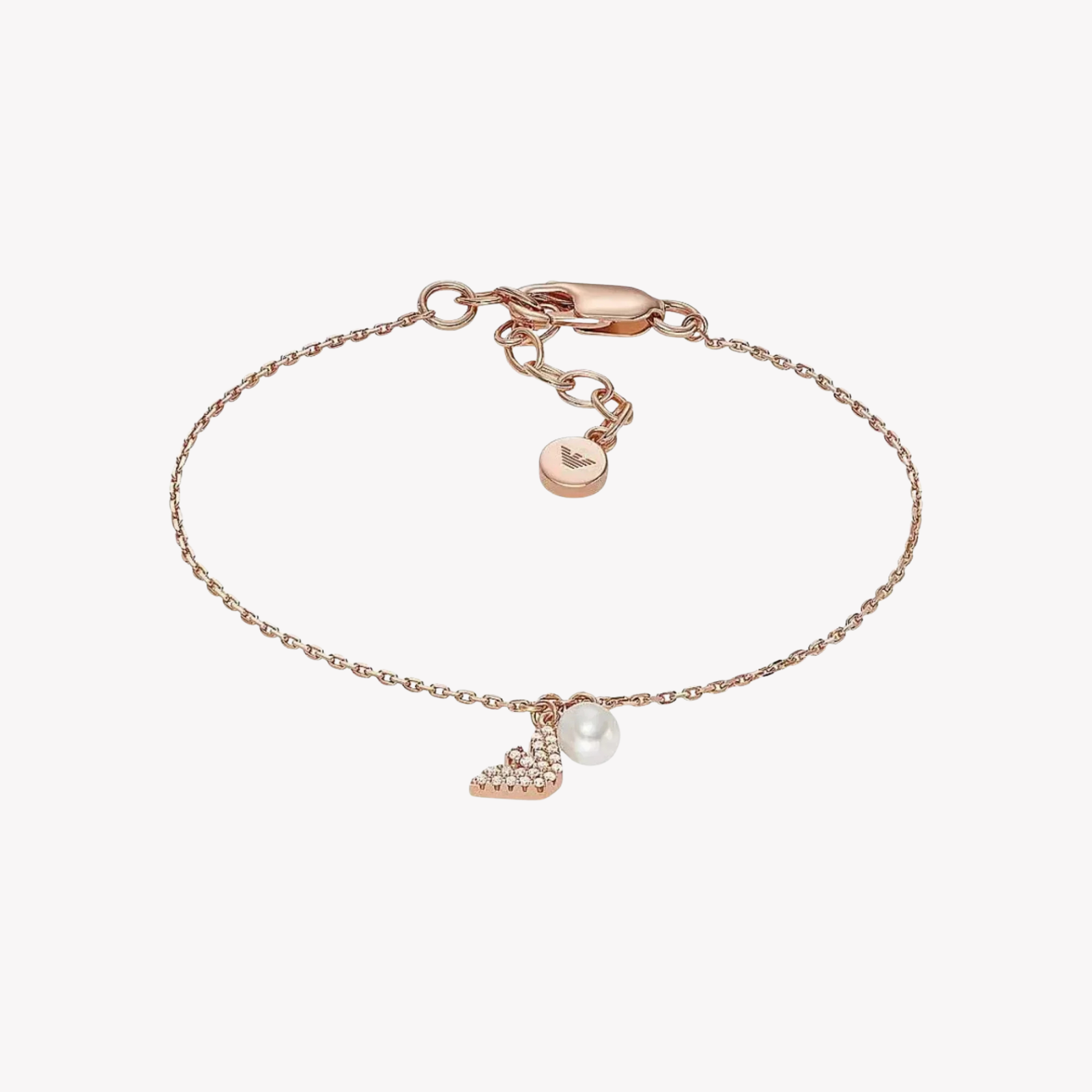Emporio Armani Women's Rose Gold Bracelet, Mother of Pearl Logo | EG3575221
