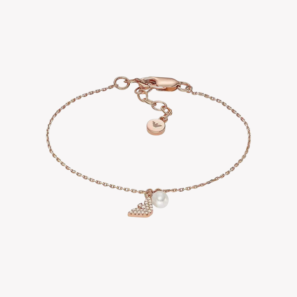 Emporio Armani Women's Rose Gold Bracelet, Mother of Pearl Logo | EG3575221