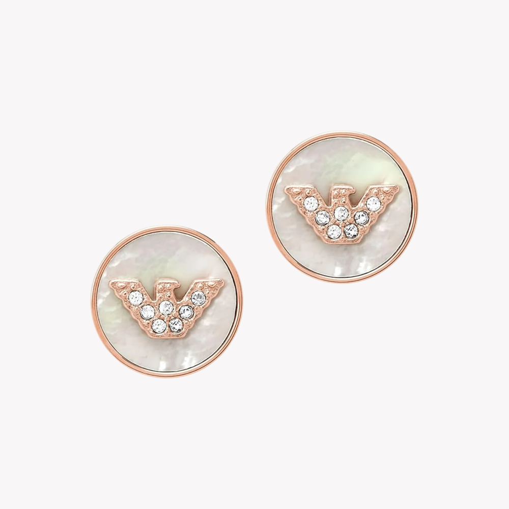 Emporio Armani Women's Rose Gold Earrings, Mother of Pearl & Crystal | EGS2311221