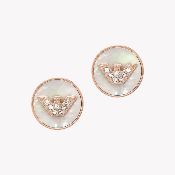 Emporio Armani Women's Rose Gold Earrings, Mother of Pearl & Crystal | EGS2311221