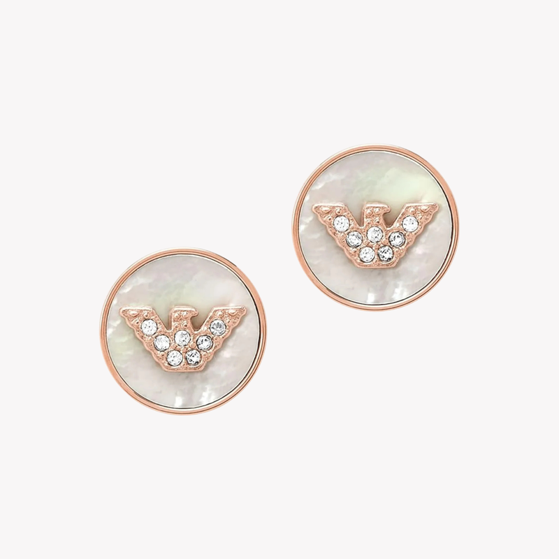 Emporio Armani Women's Rose Gold Earrings, Mother of Pearl & Crystal | EGS2311221