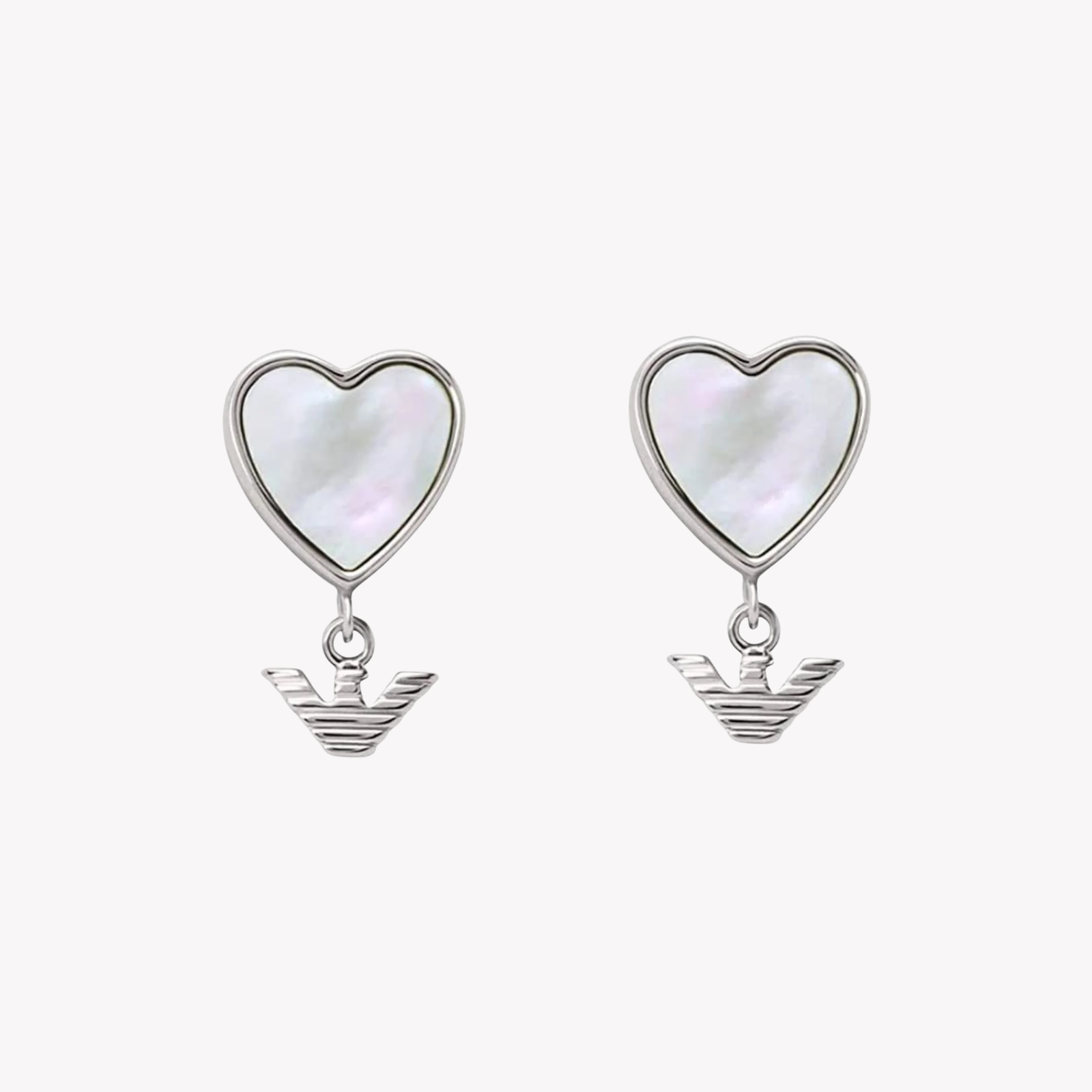 Emporio Armani Women's Silver Earrings, Mother-of-Pearl Heart | EG3413040