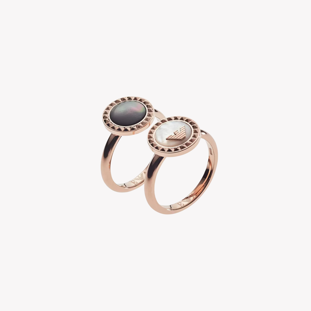 Emporio Armani Men's Rose Gold Ring, Mother of Pearl Inlay | EGS2561221510