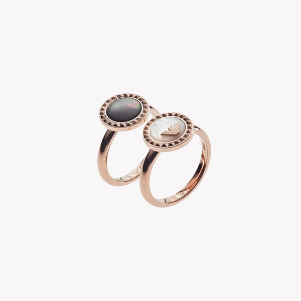Emporio Armani Men's Rose Gold Ring, Mother of Pearl Inlay | EGS2561221510