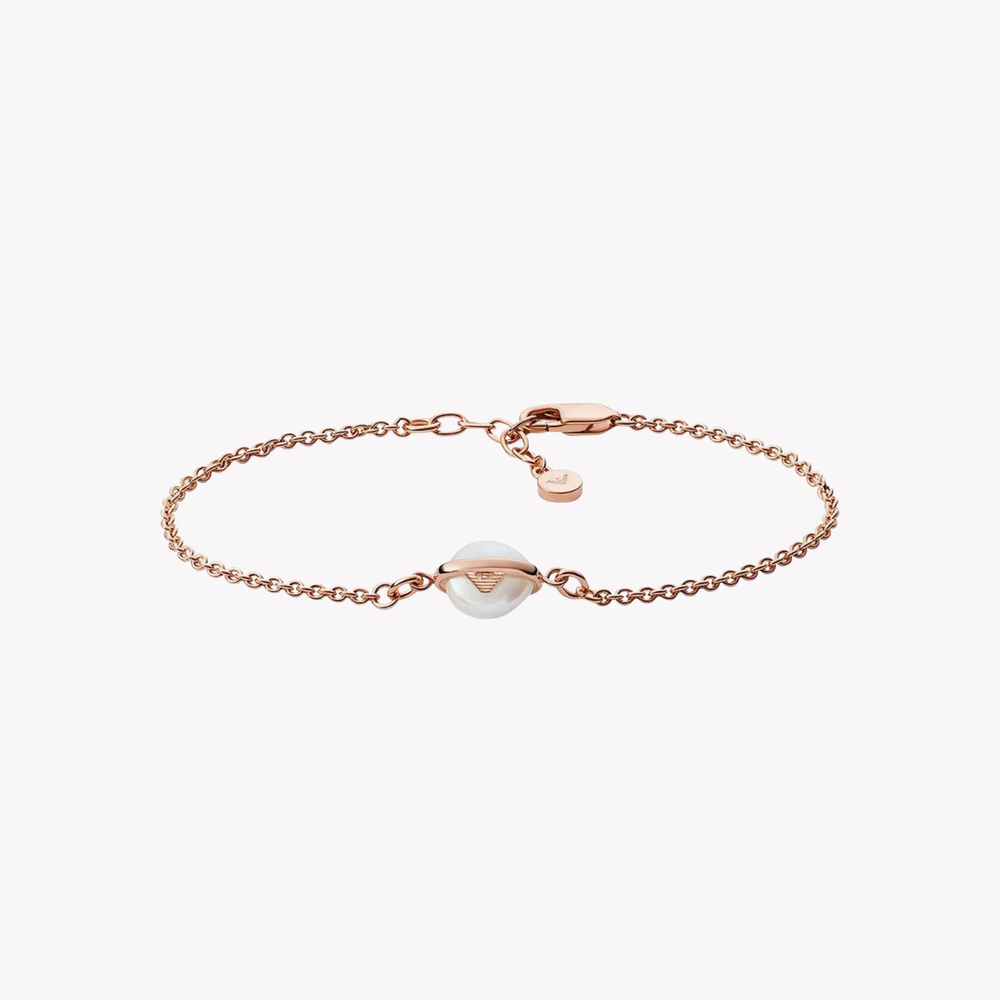 Emporio Armani Women's Rose Gold Bracelet, Pearl & Eagle Logo | EG3533221